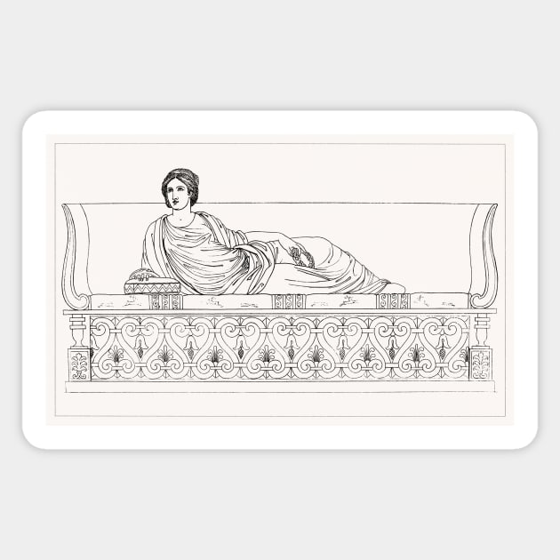 Roman Lady on a Couch Sticker by WAITE-SMITH VINTAGE ART